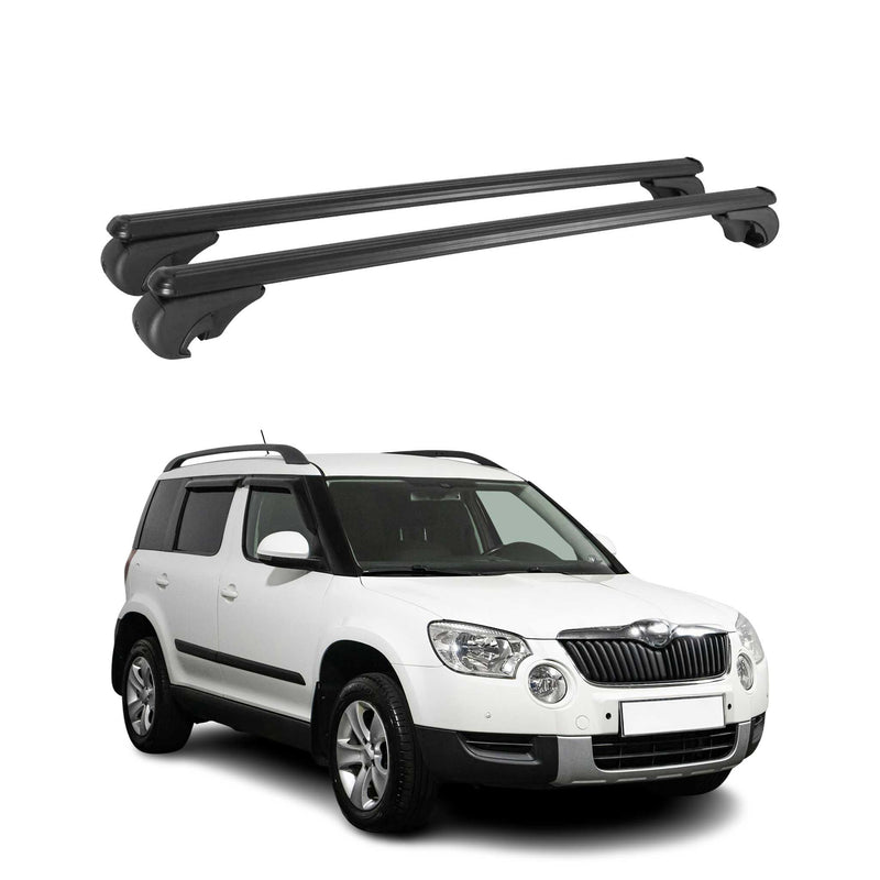 Barres de toit Transversales pour Skoda Yeti 2009-2017 Aluminium Noir