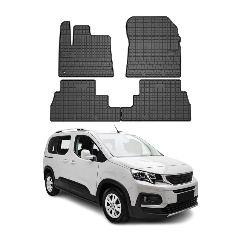 Tapis de Sol pour Peugeot Rifter/e-Rifter 2018-2024 Noir Caoutchouc