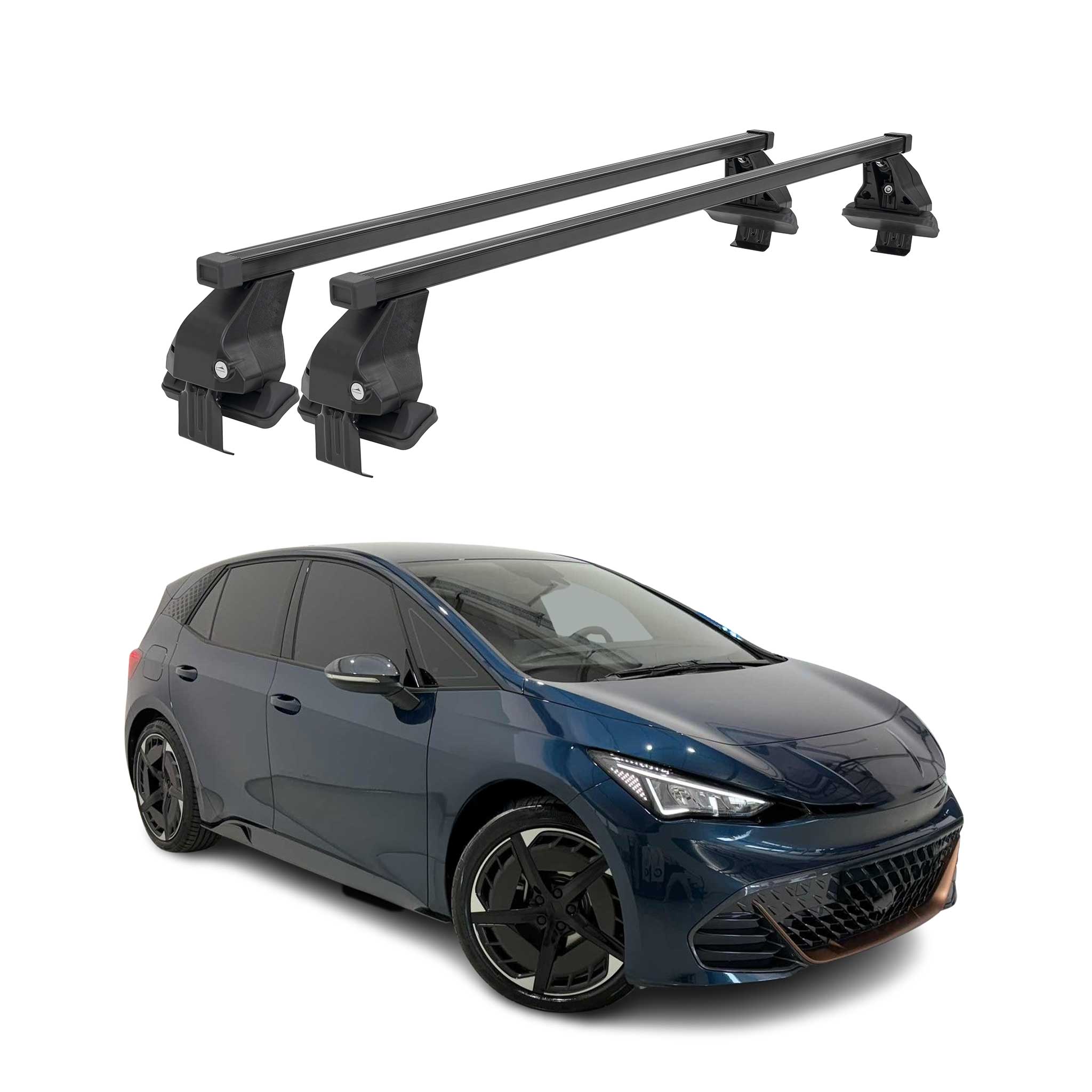 Menabo Barres de toit Transversales pour Cupra Born 2024-2026 FL Noir Acier 2x