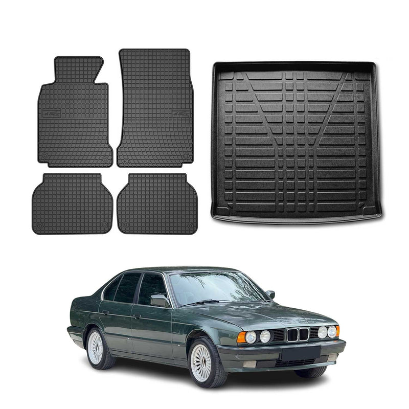 Kit Tapis de sol et coffre pour BMW Série 5 E39 Break 1997-2004 Noir TPE