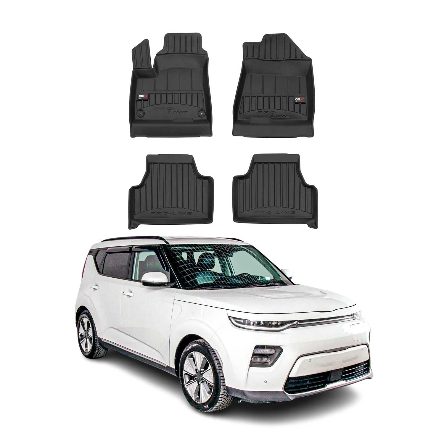 OMAC Tapis de sol en caoutchouc pour KIA Soul EV 2020-2023 Noir Premium