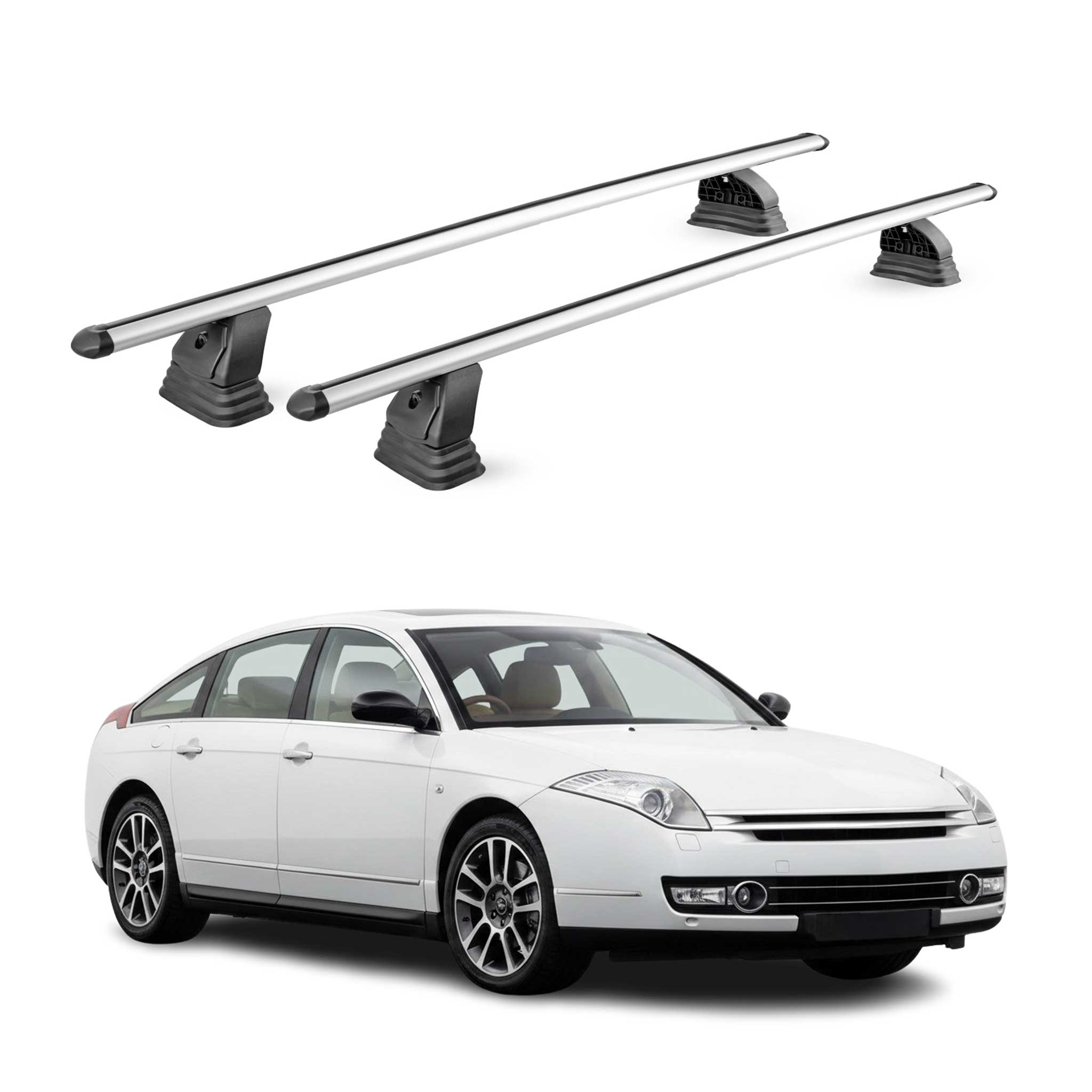 Barres de toit transversales Alu pour Citroen C6 2006-2012 TÜV 75 kg Gris 2Pcs
