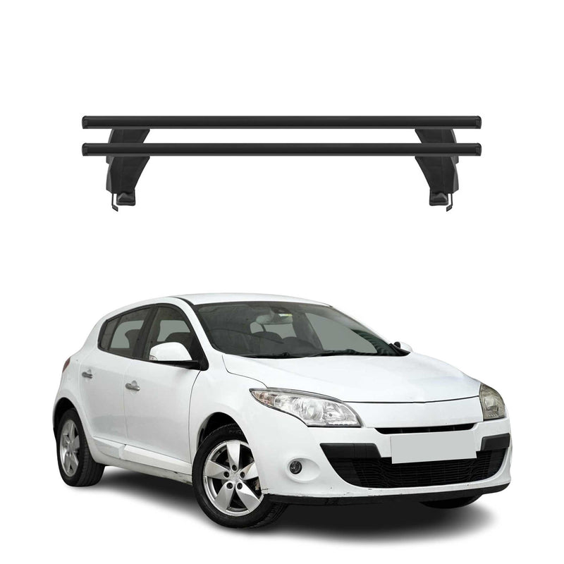 Menabo Barres de toit Transversales pour Renault Megane III 2008-2016 Alu Noir
