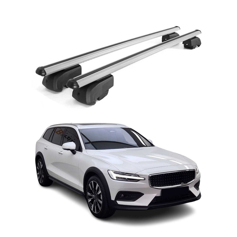 Barres de toit Transversales pour Volvo V60 Cross 2017-2023 Alu Gris ABE