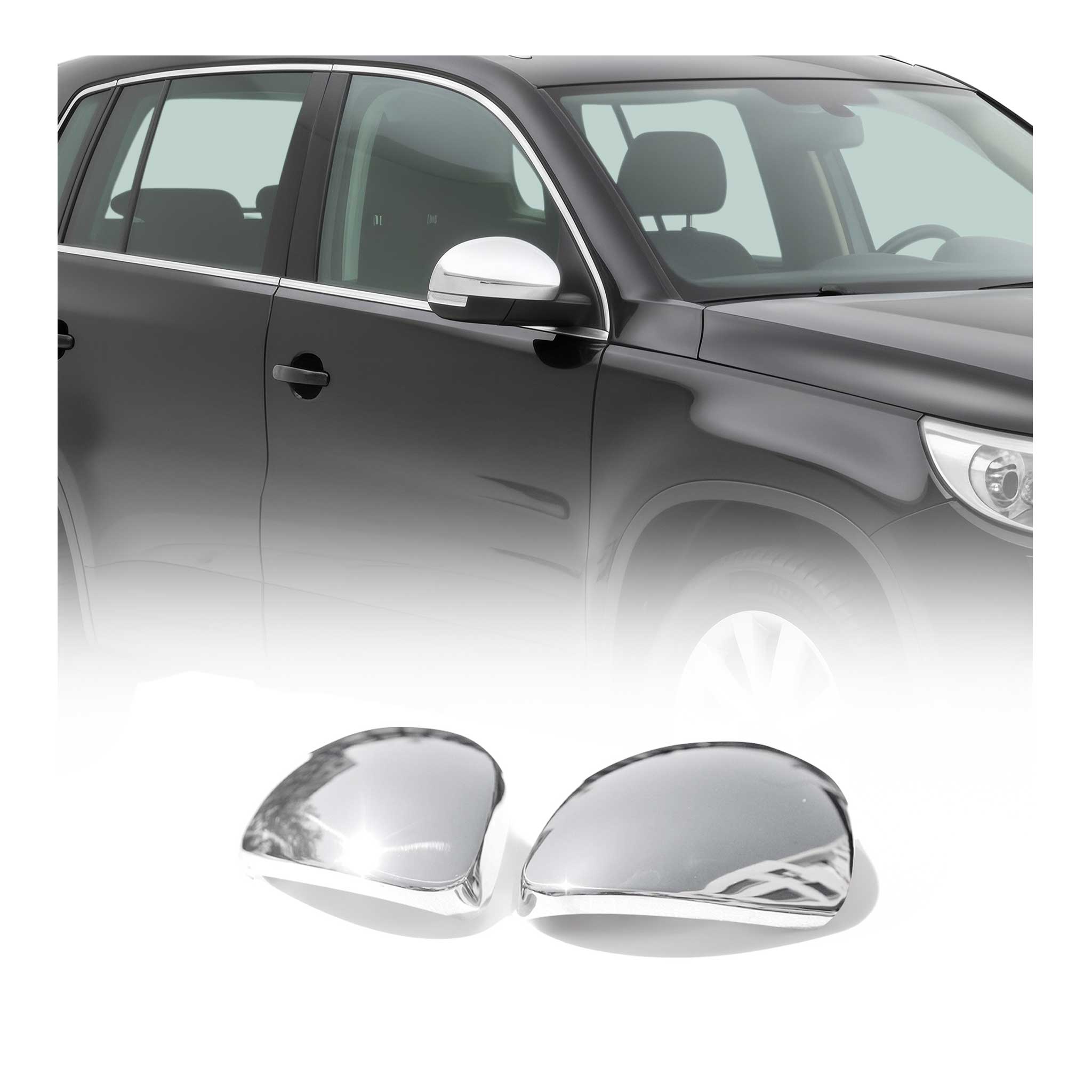 Coques de Rétroviseurs pour VW Sharan 7N 2010-2016 en Acier Chromé Argent