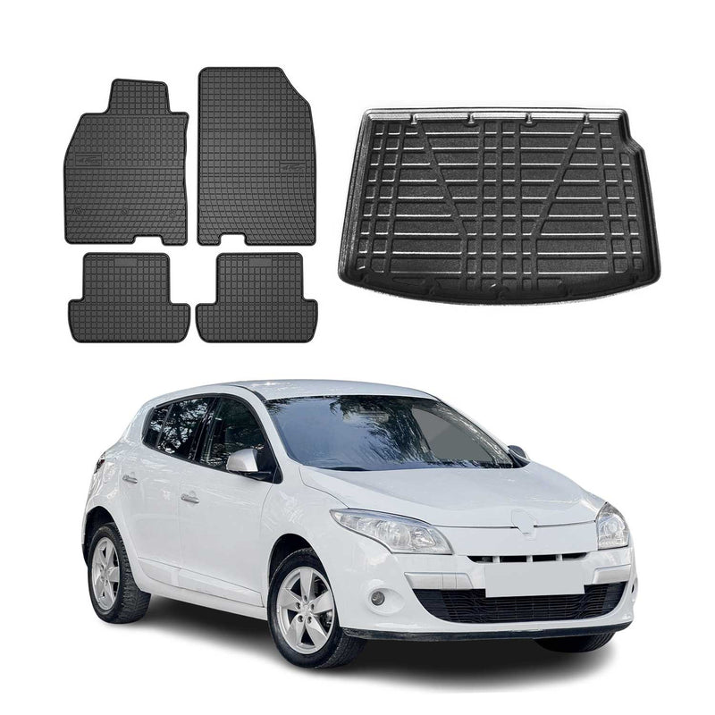 Kit Tapis de sol et coffre pour Renault Megane Coupé 2009-2016 TPE Noir