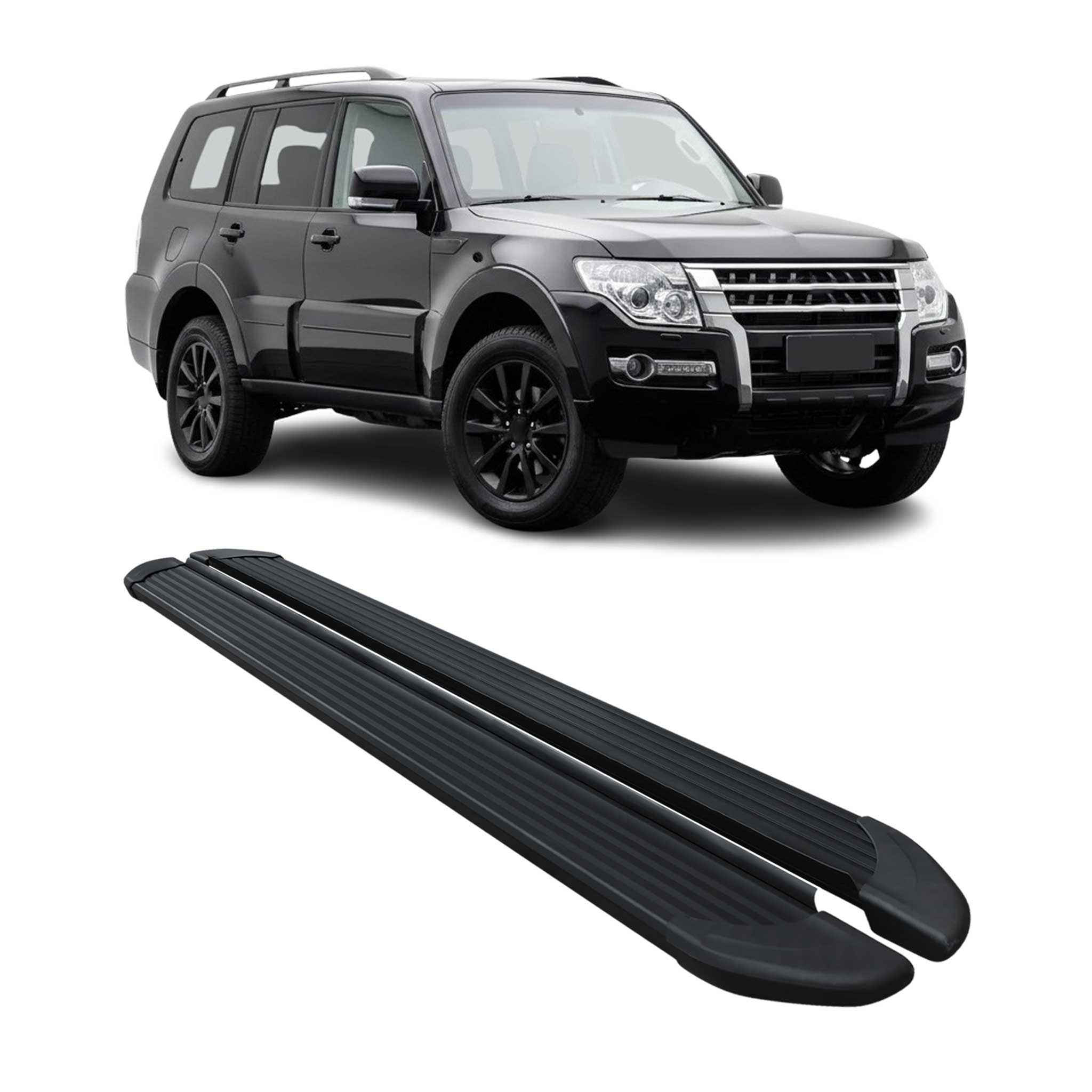 Marchepieds Latéraux pour Mitsubishi Pajero V80 2006-2021 Noir Aluminium 2Pcs