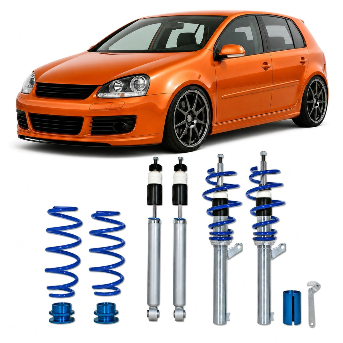 JOM BlueLine Combinés Filetés pour VW Golf 5 1.4 / TSi 1.6 2.0 2.0T / DSG 1.9TDi