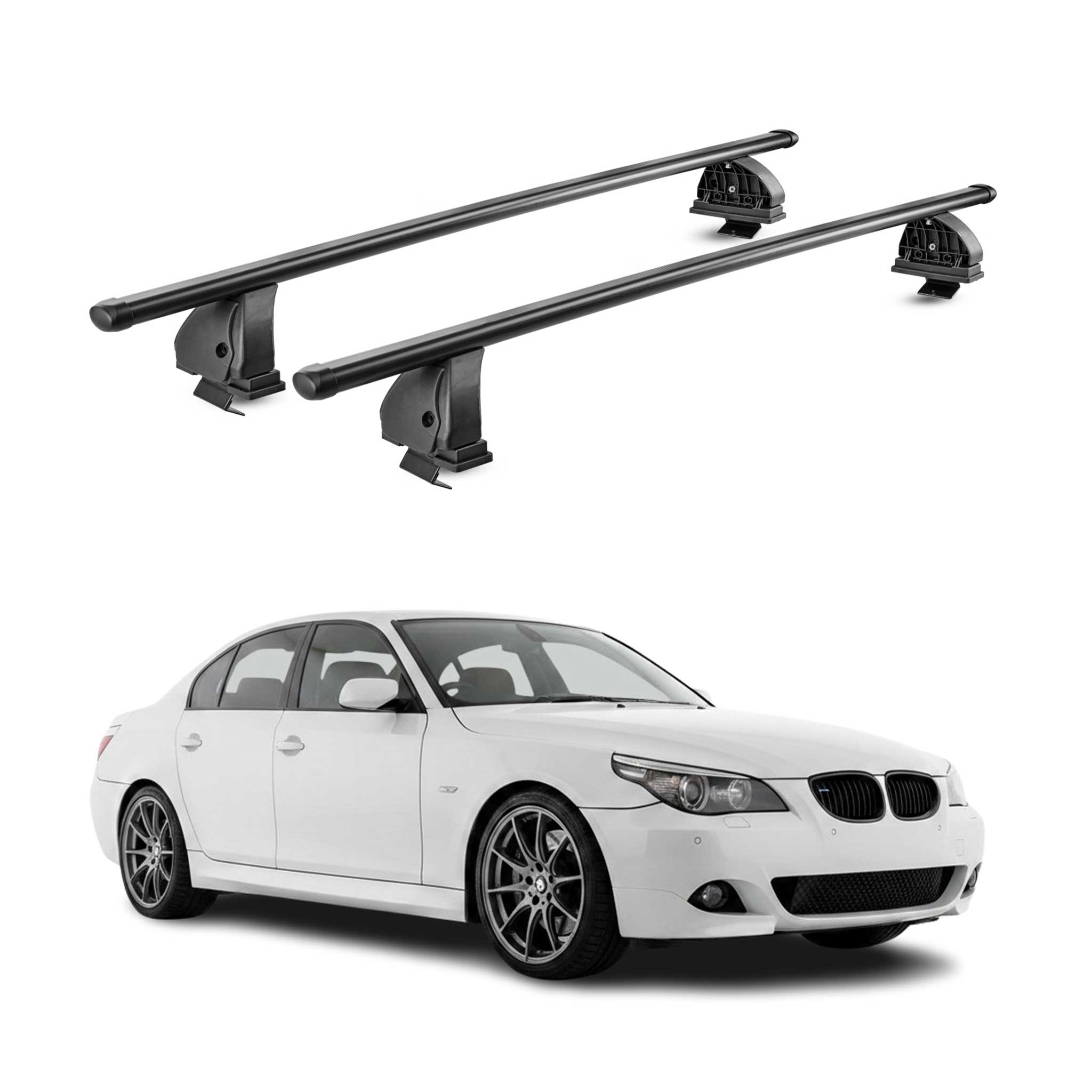 Barres de toit transversales acier pour Bmw Serie 5 E60 2004-2010 TÜV Noir 2Pcs