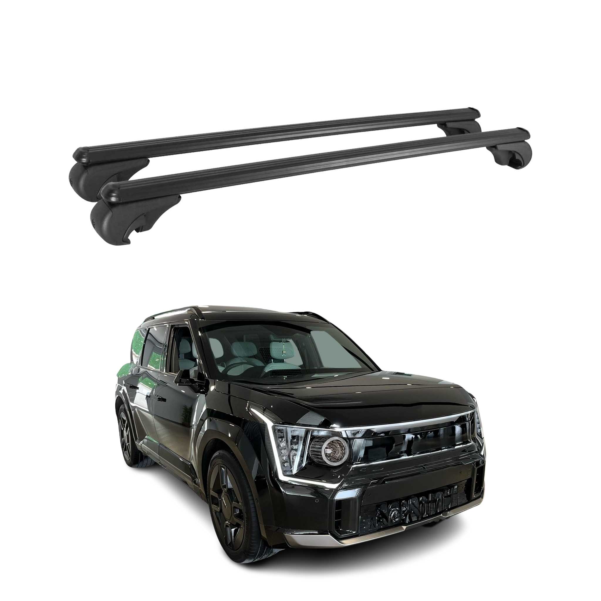 Barres De Toit Transversales pour Kia EV9 GT-Line 2023-2026 Noir Alu 2 pcs