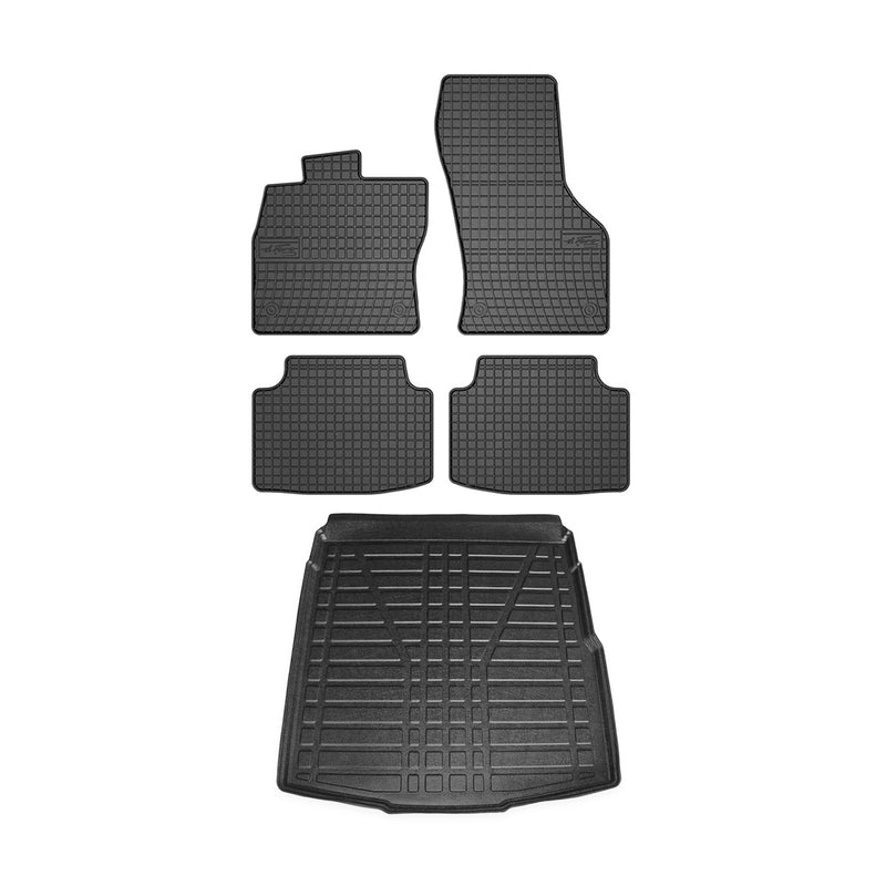 Kit Tapis de sol et coffre pour VW Passat B8 2015-2024 Berline TPE Noir