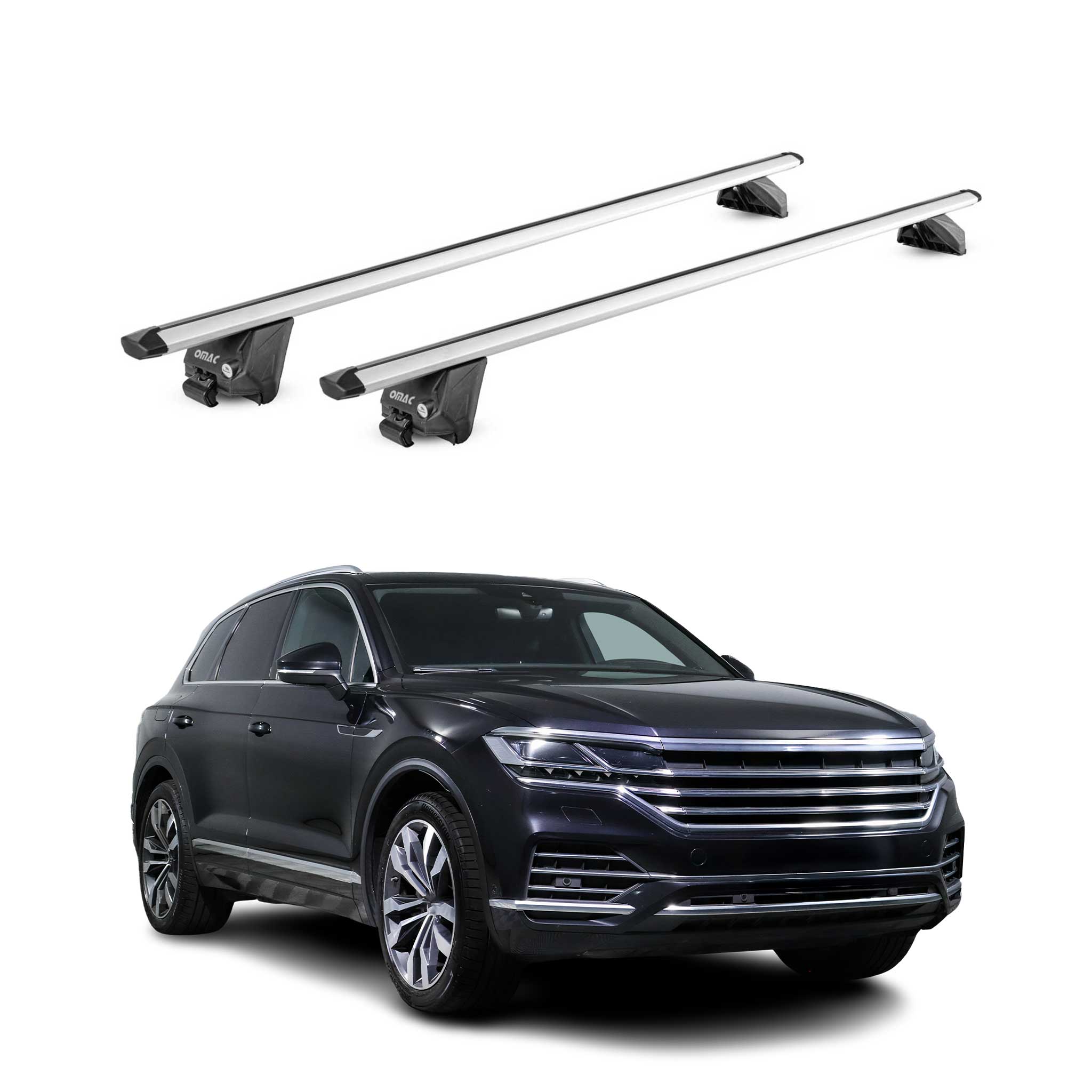 Barres de toit transversales pour VW Touareg III 2018-24 Pre-FL Alu Gris 2x ABE