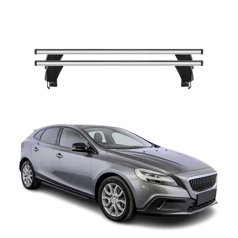 Menabo Barres de toit Transversales pour Volvo V40 2016-2025 Alu Gris ABE 2x