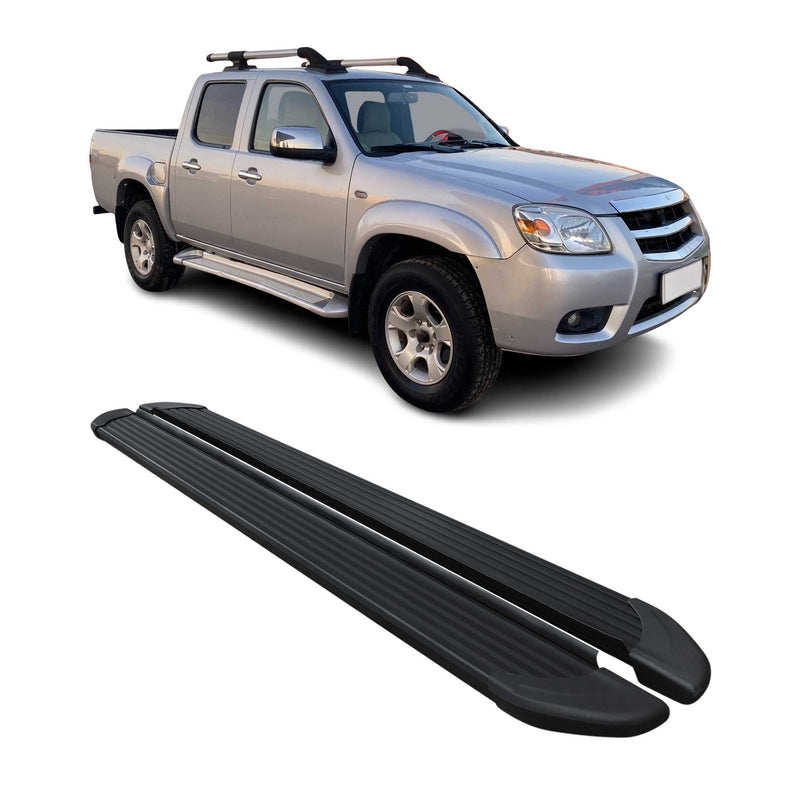 Marchepieds Latéraux pédale pour Mazda BT-50 Double Cab 2012-2020 Noir Alu 2Pcs