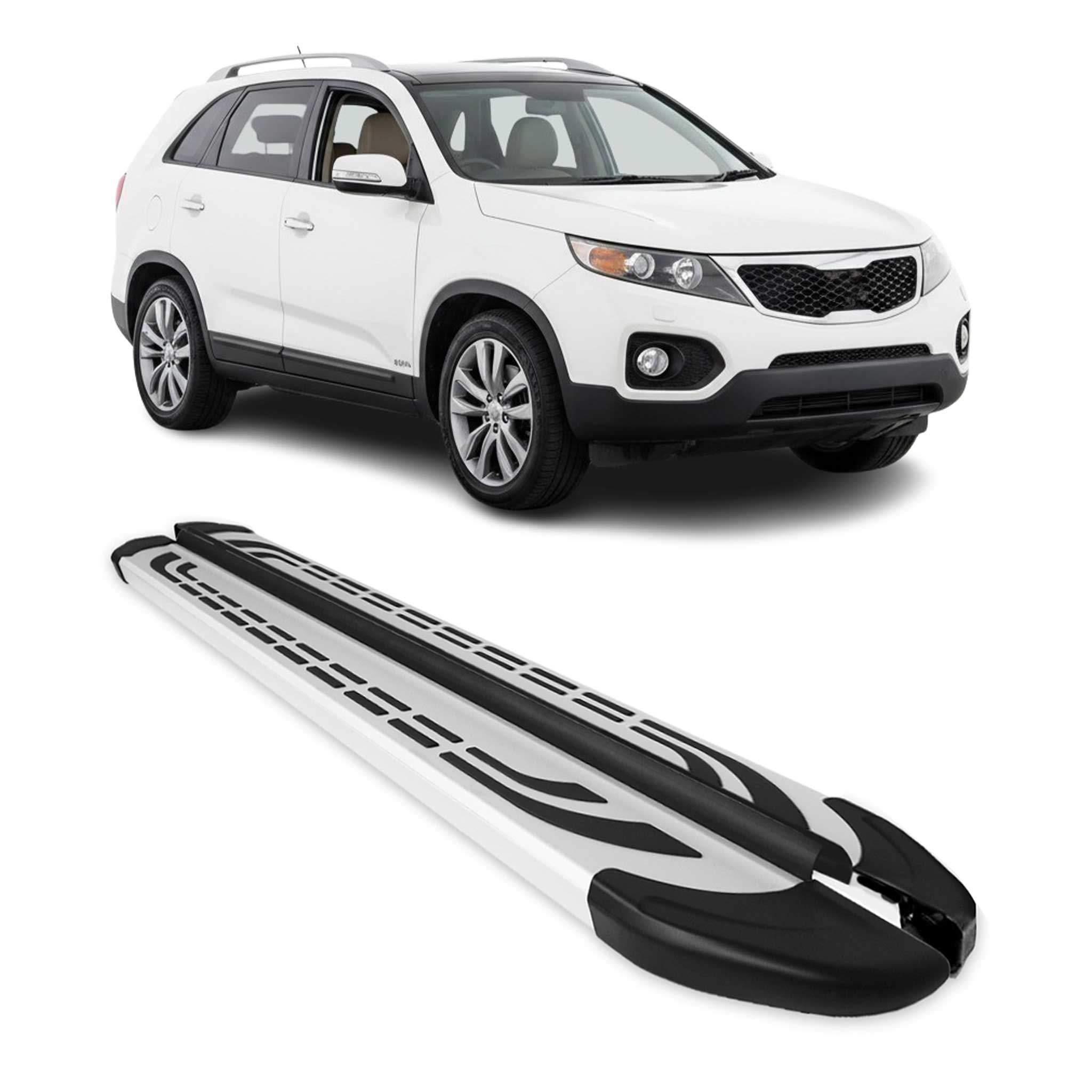 Marchepieds Latéraux pédale pour Kia Sorento 2009-2013 Aluminium Gris 2Pcs