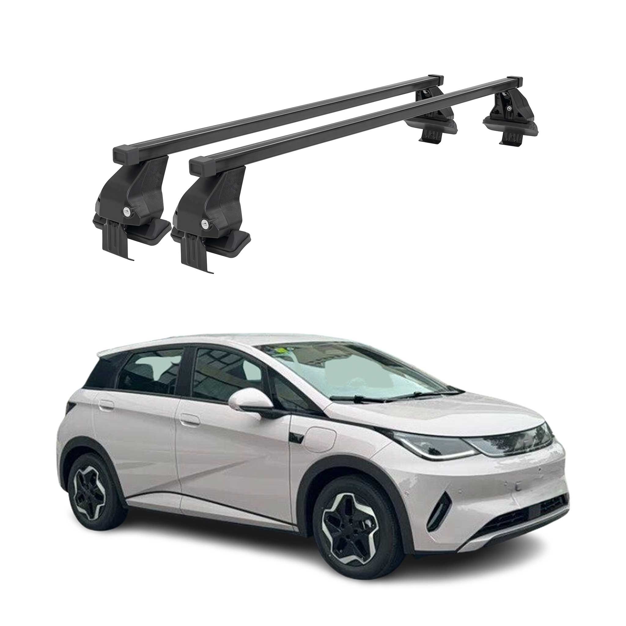 Menabo Barres de toit transversales pour BYD Dolphin 2023-2026 Acier Noir 2x