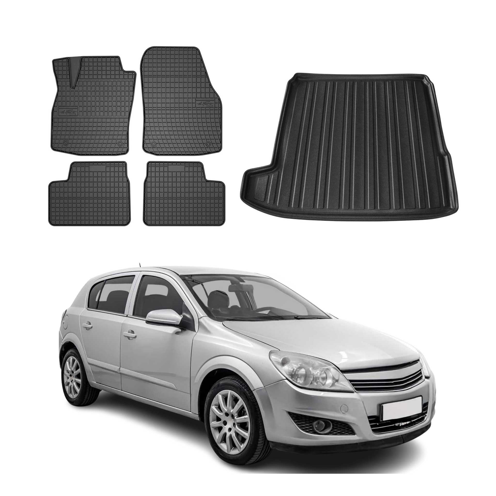 Kit Tapis de sol et coffre pour Opel Astra H Caravan 2005-2010 TPE Noir
