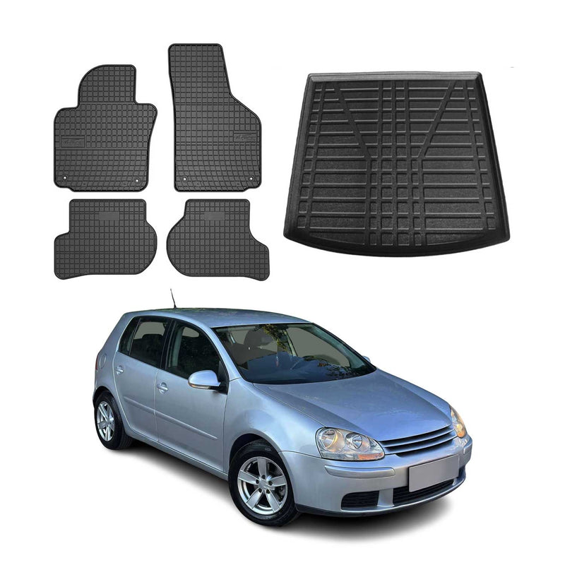 Kit Tapis de sol et coffre pour VW Golf MKV Variant 2003-2009 TPE Noir
