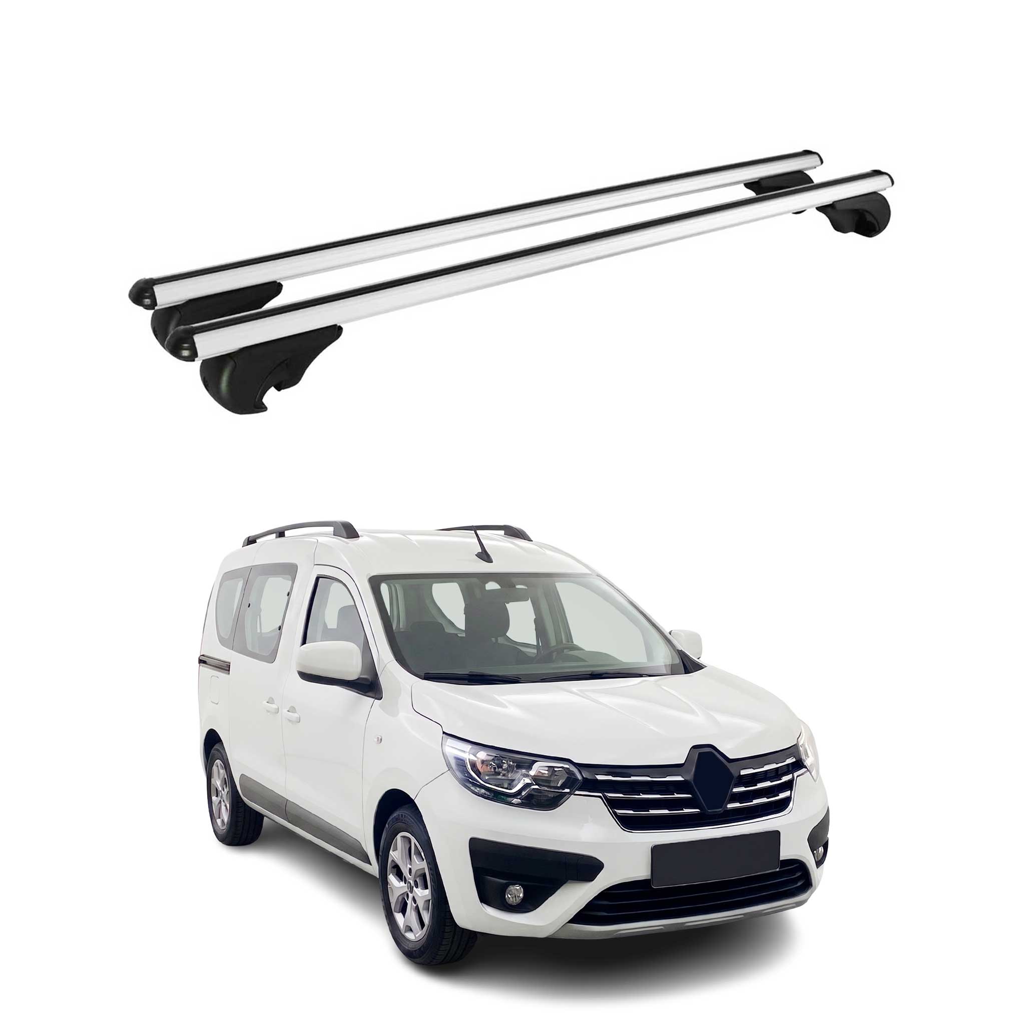 Barres de toit Transversales pour Renault Express 2021-2024 TÜV Alu Gris 2Pcs