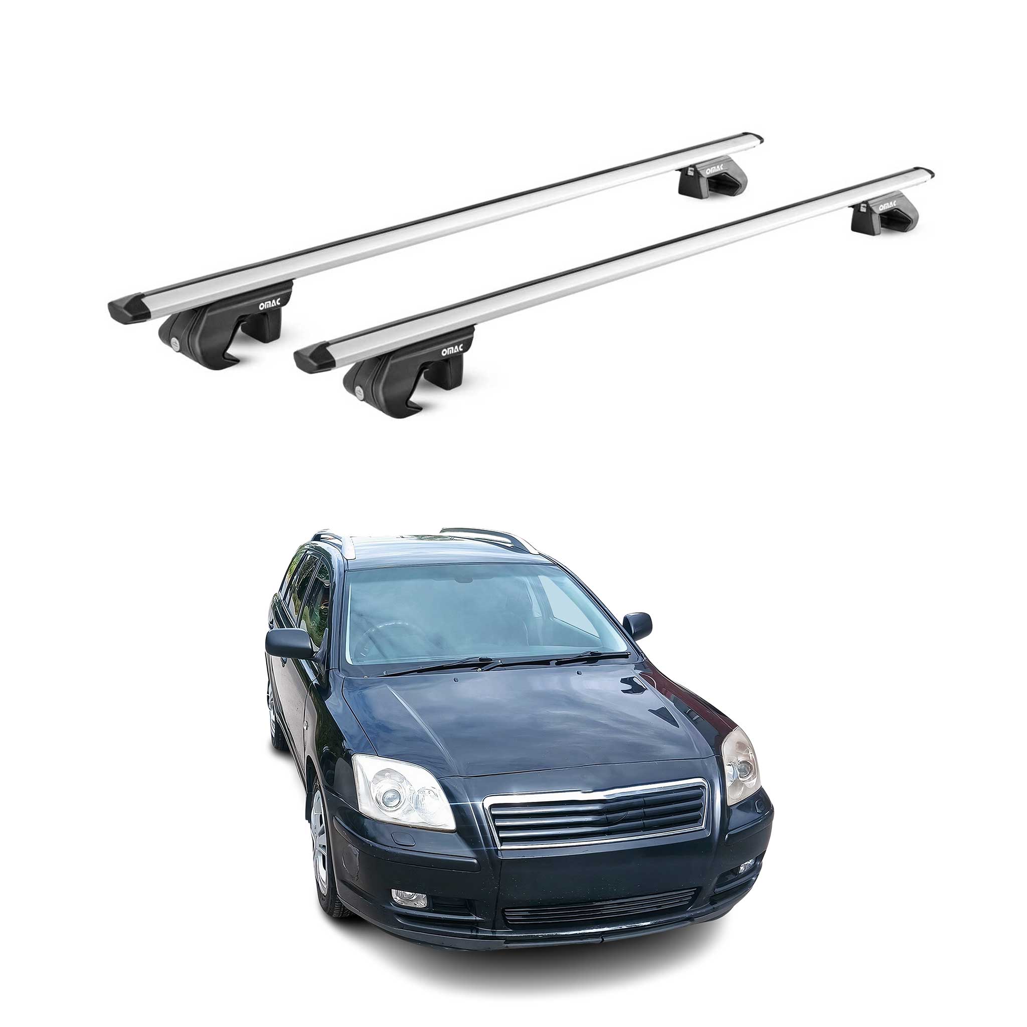 Barres de toit transversales ABE pour Toyota Avensis SW T22 1997-2008 Gris 2x