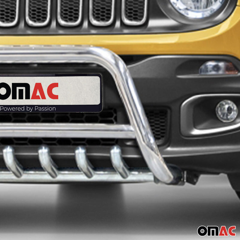 Pare-Buffle Avant Pour Jeep Renegade 2014-2021 en Acier Inoxy Argent