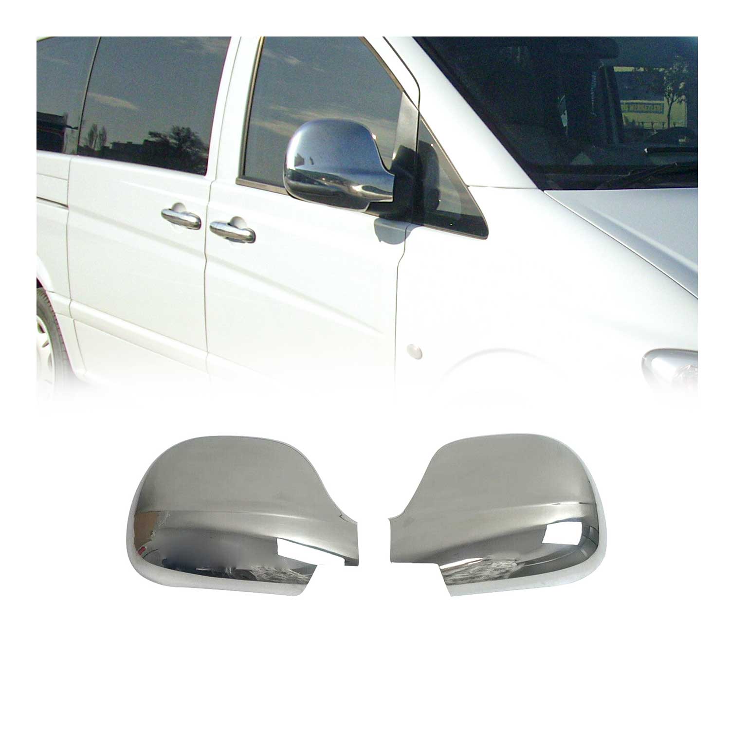 Coques de Rétroviseurs pour Mercedes Vito W639 2003-2010 en ABS Argent