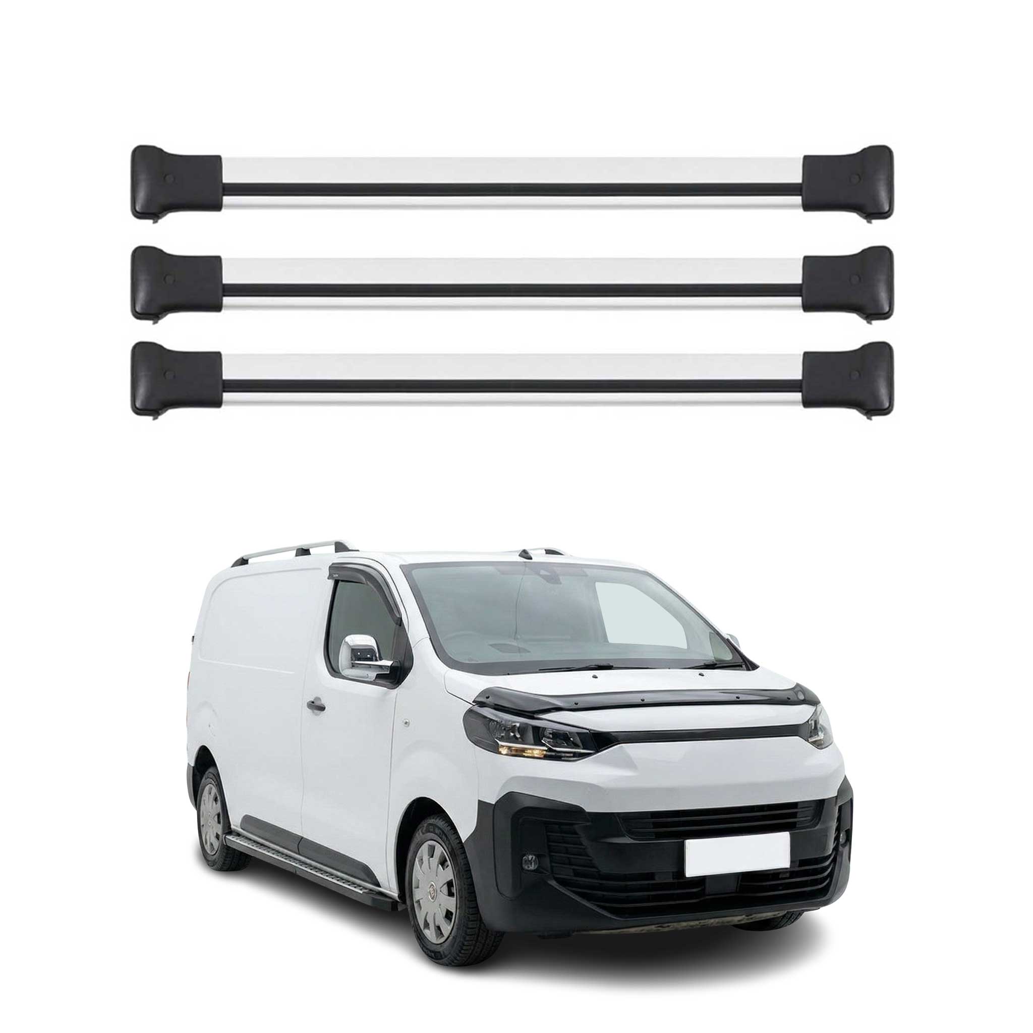 Barres de toit transversales pour Fiat Scudo 2022-2026 Aluminium Gris 3 pcs