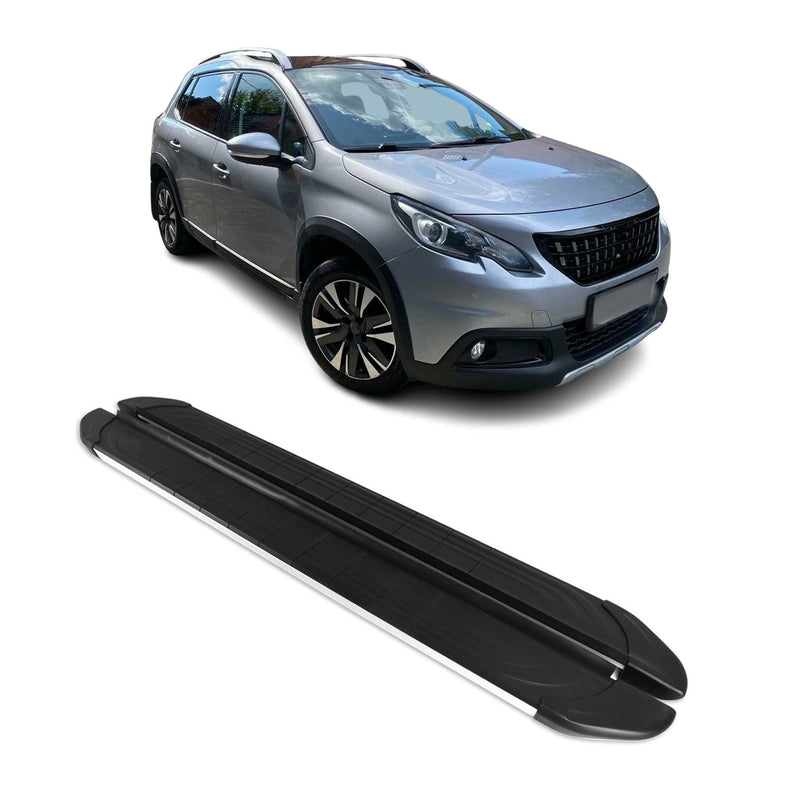 Marchepieds Latéraux pour Peugeot 2008 2020-2024 Aluminium Gris Noir 2Pcs