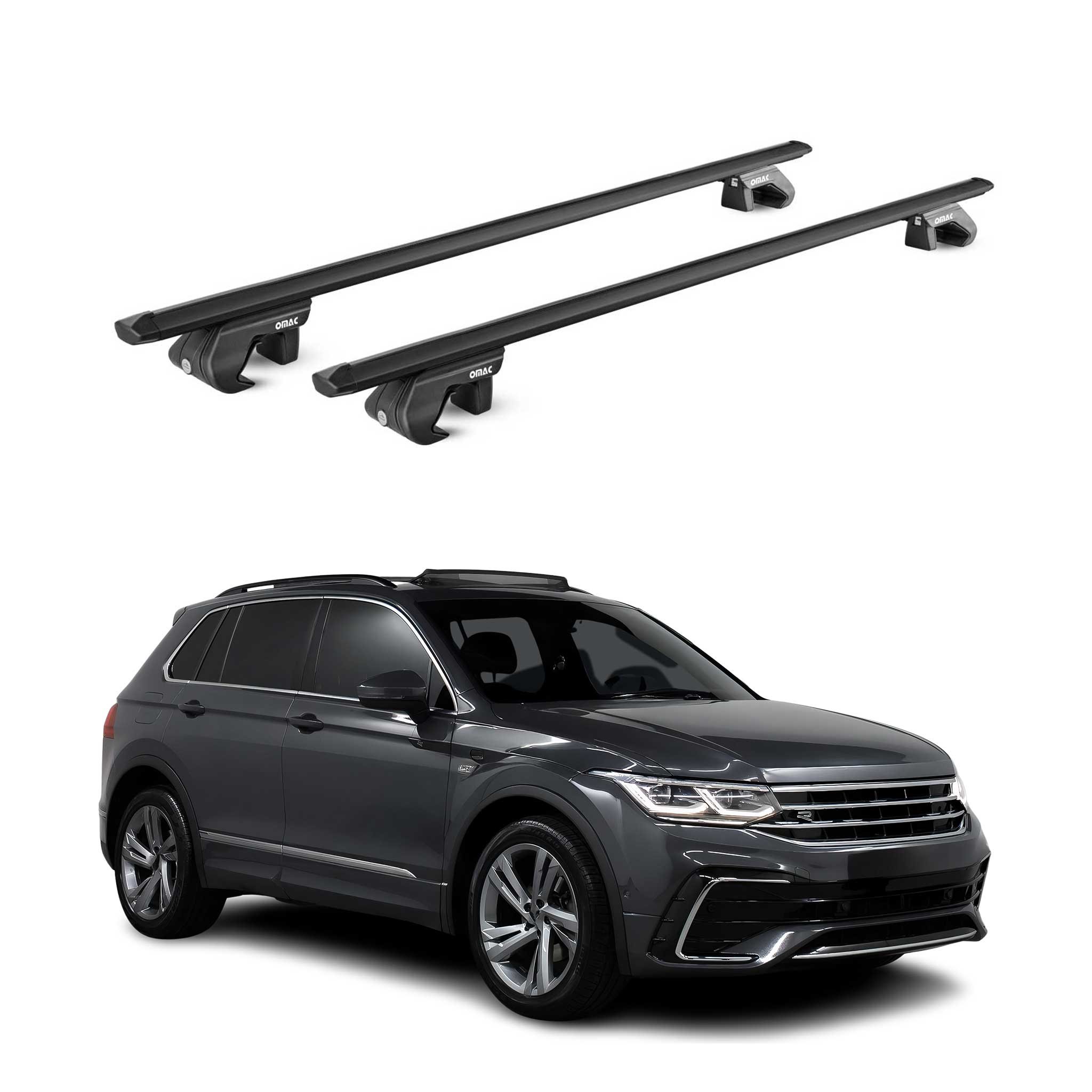 Barres de toit transversales ABE pour VW Tiguan AD1 Allspace BW2 2016-2024 Noir