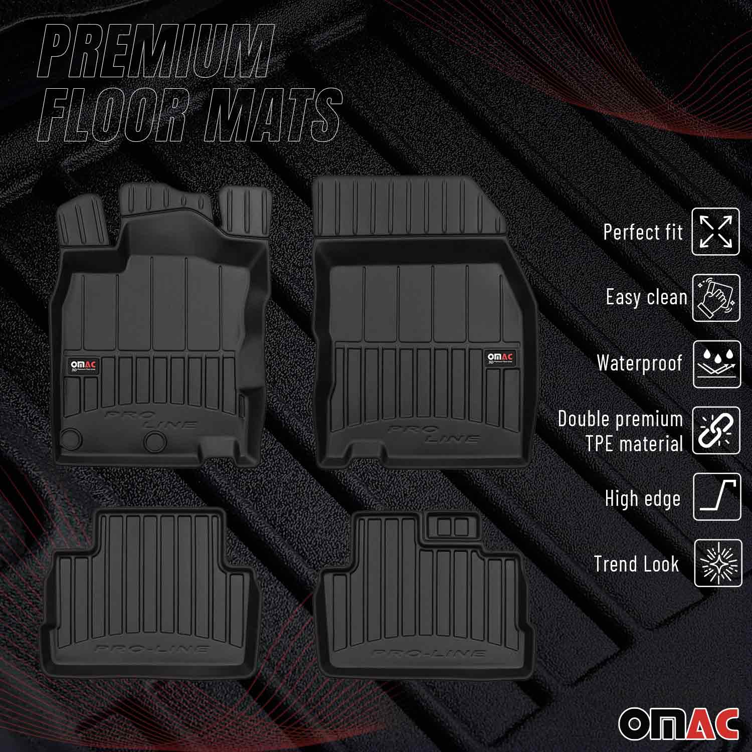 OMAC Tapis de sol en caoutchouc pour Nissan Qashqai J11 2014-2021 Noir Premium