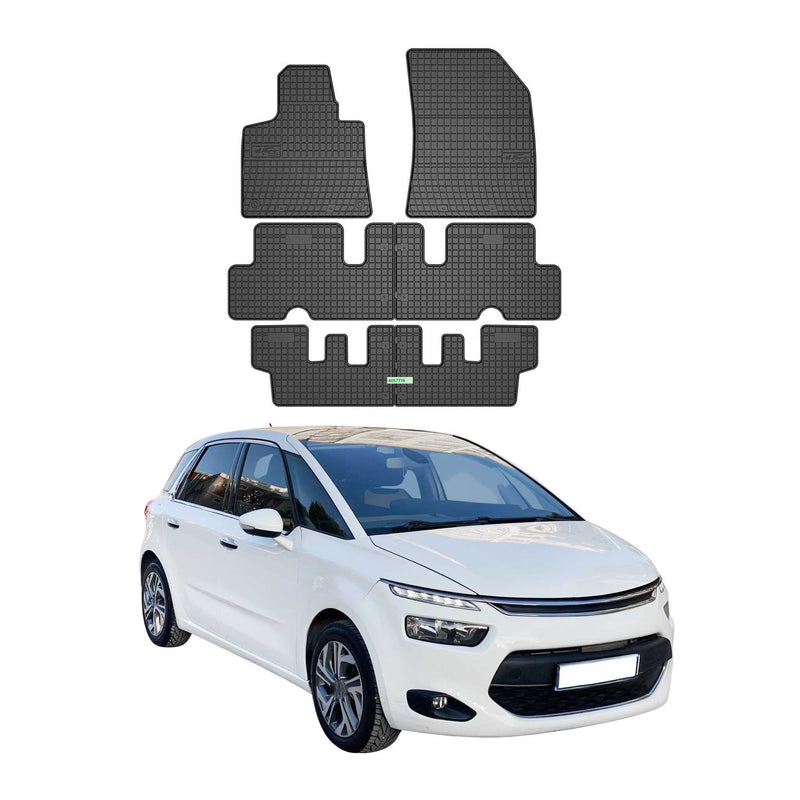 Tapis de Sol pour Citroen C4 Grand Picasso 2013-2018 3ème rangée caoutchouc Noir