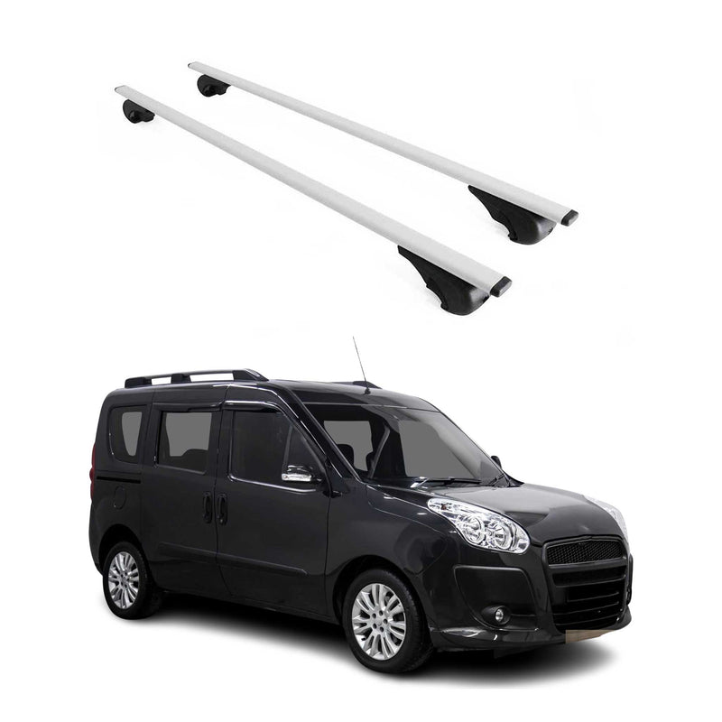 Barres de toit Transversales pour Fiat Doblo 2010-2021 Fer Argent