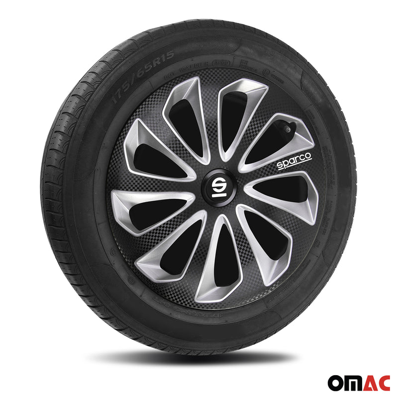 SPARCO Jeu Enjoliveurs de Roues 16 Pouces Noir Carbone
