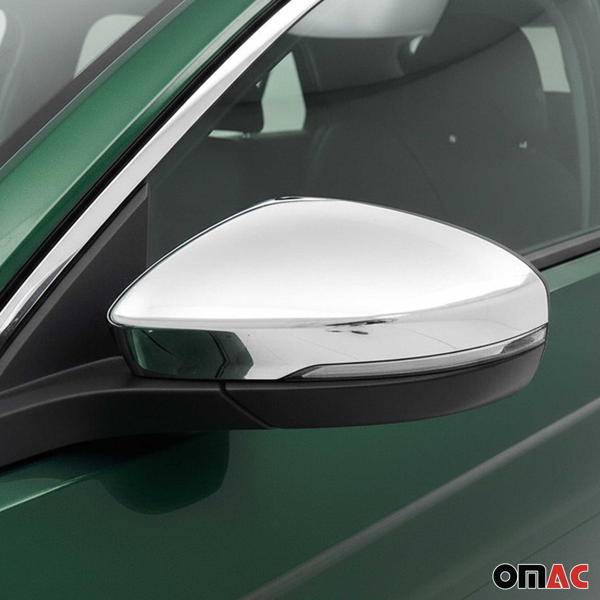 Coques de Rétroviseurs pour VW T-Roc 2017-2022 Pre-FL Acier Inoxy Chromé Argent