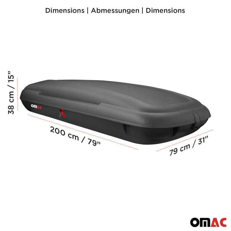 OMAC Coffre de toit 480 litres en fibre de carbone texturée homologué TÜV