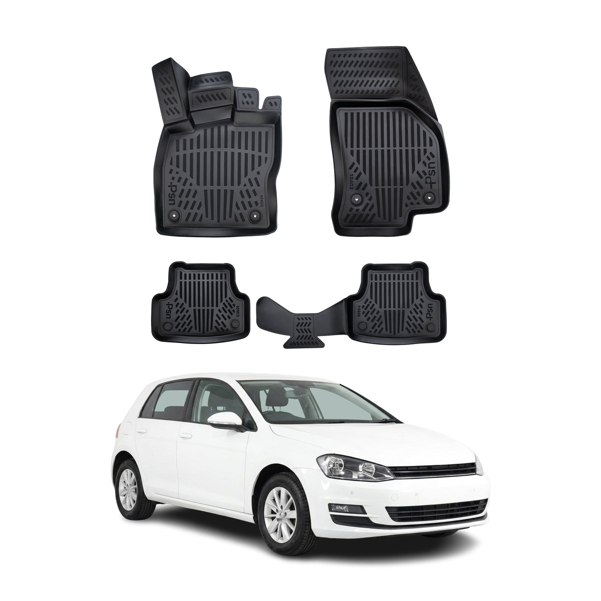 Tapis de sol pour Volkswagen Golf 7 2012-2020 Noir 3D Caoutchouc TPE 4Pcs