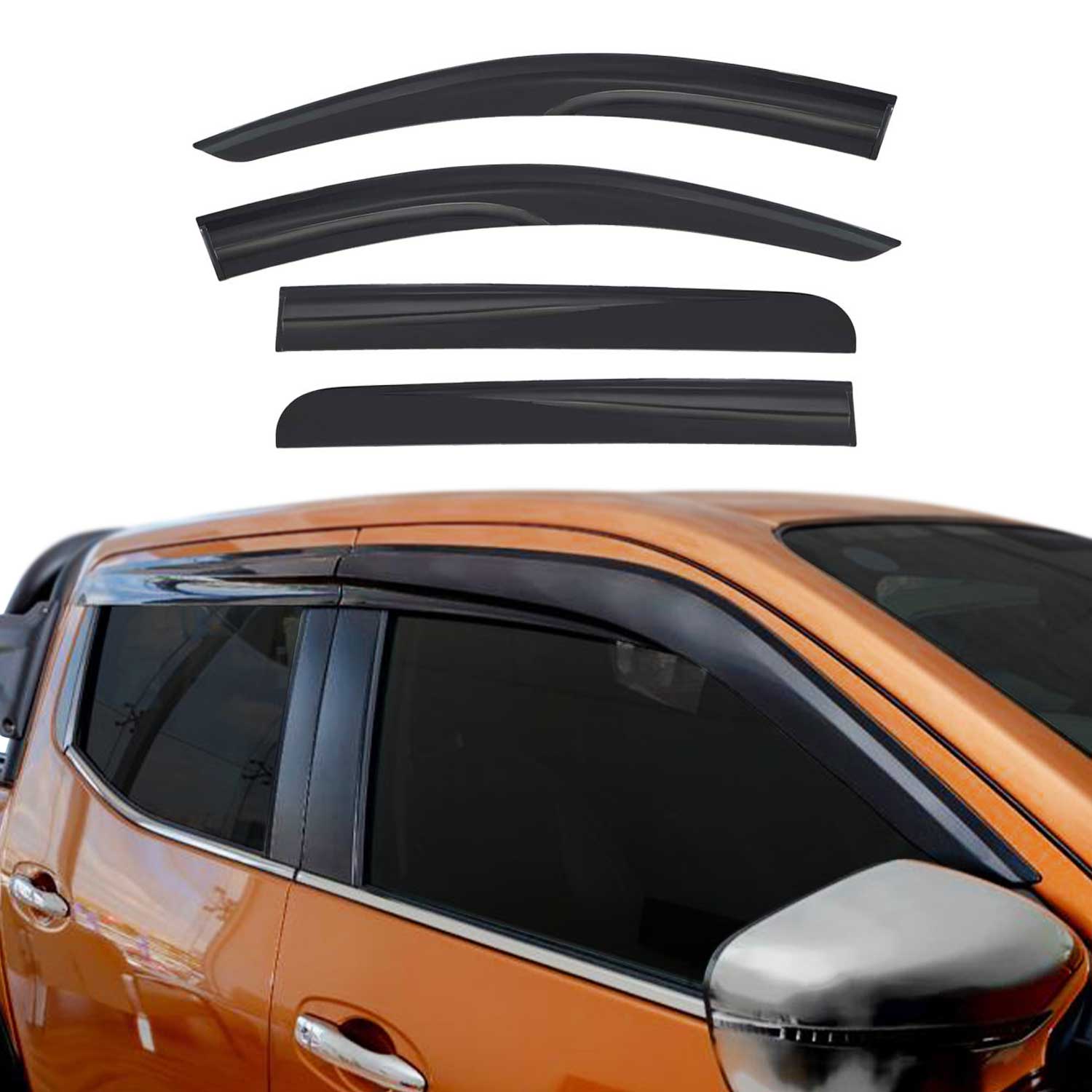 Déflecteurs De Vent Pluie D'air pour Fiat Fullback 2015-2020 4x Acrylique Noir