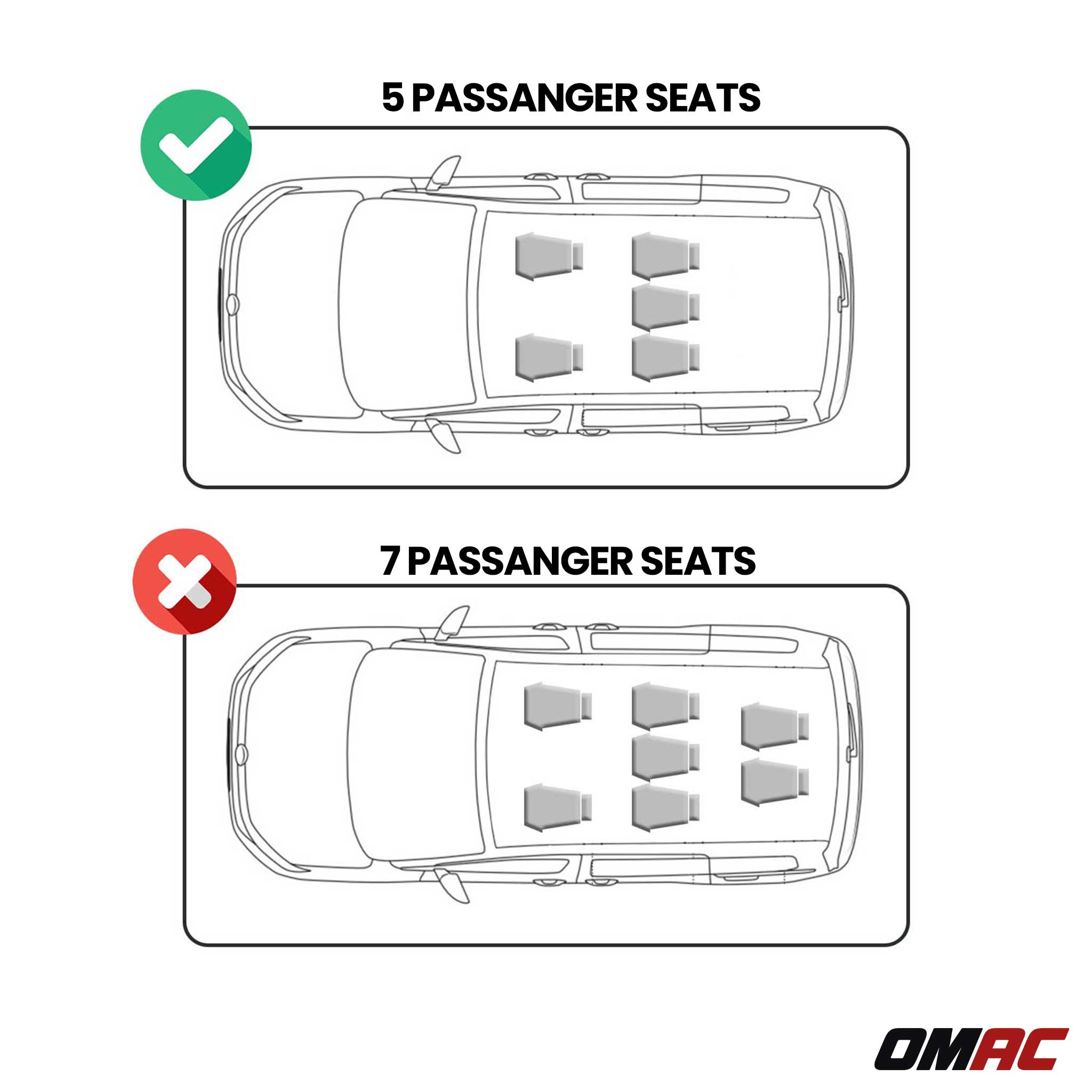 OMAC Tapis de sol pour VW Touran 2003-2015 5Places sur mesure en caoutchouc Noir