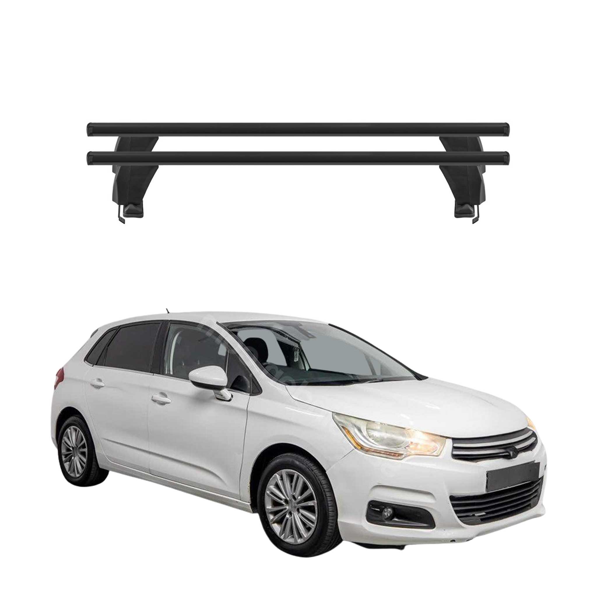 Menabo Barres de toit Transversales pour Citroen C4 II 2010-2018 Alu Noir 2x ABE