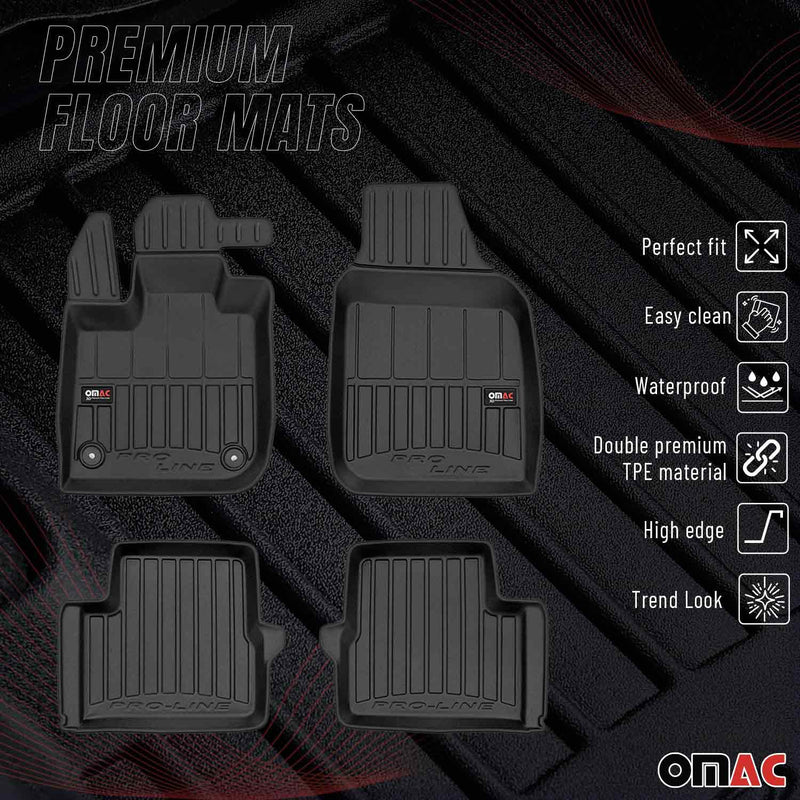 OMAC Tapis de sol en caoutchouc pour Fiat 500E 2020-2024 Noir Premium