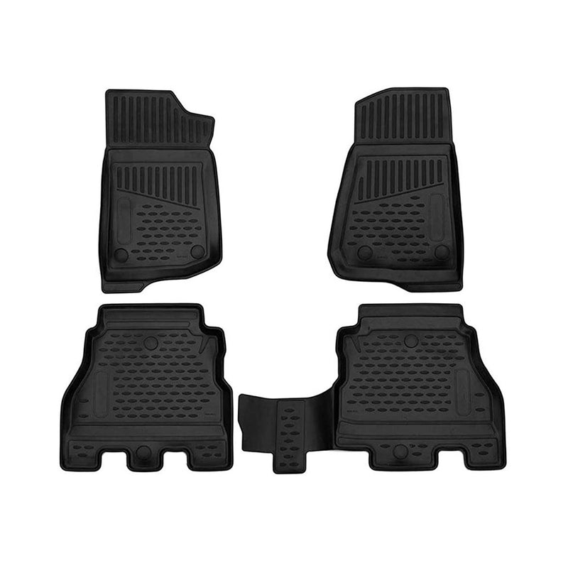 Tapis de sol pour Jeep Wrangler Rubicon 2017-2024 en caoutchouc TPE 3D Noir 4Pcs