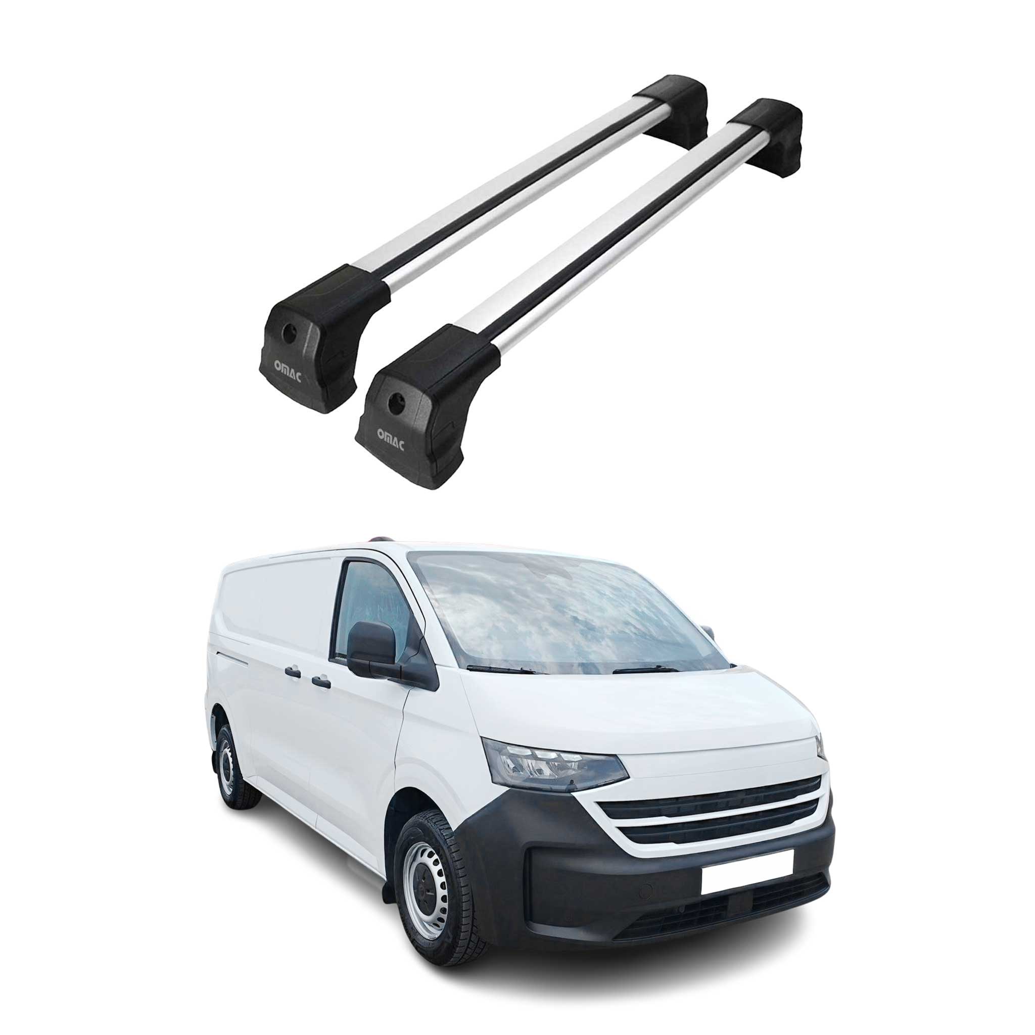 Barres de toit Elegance pour VW T7 Transporter 2023-2026 ABE Gris Alu 2 pièces