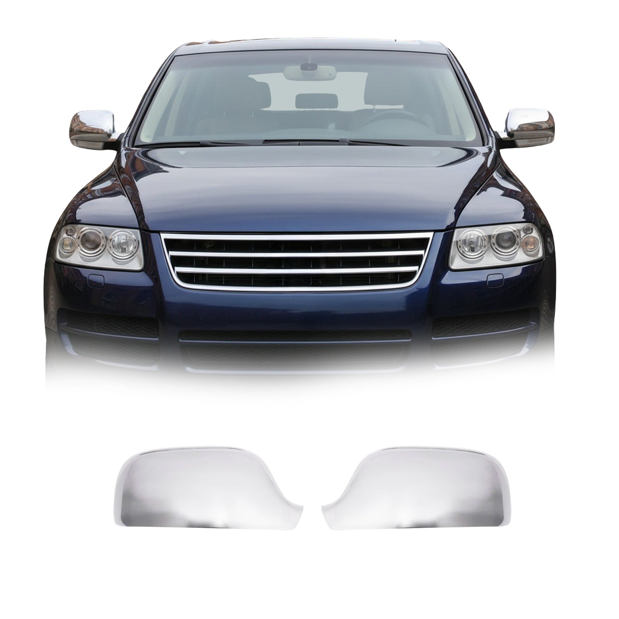 Coques de Rétroviseurs pour VW Touareg I 2002-2010 2x Acier Inox Chromé