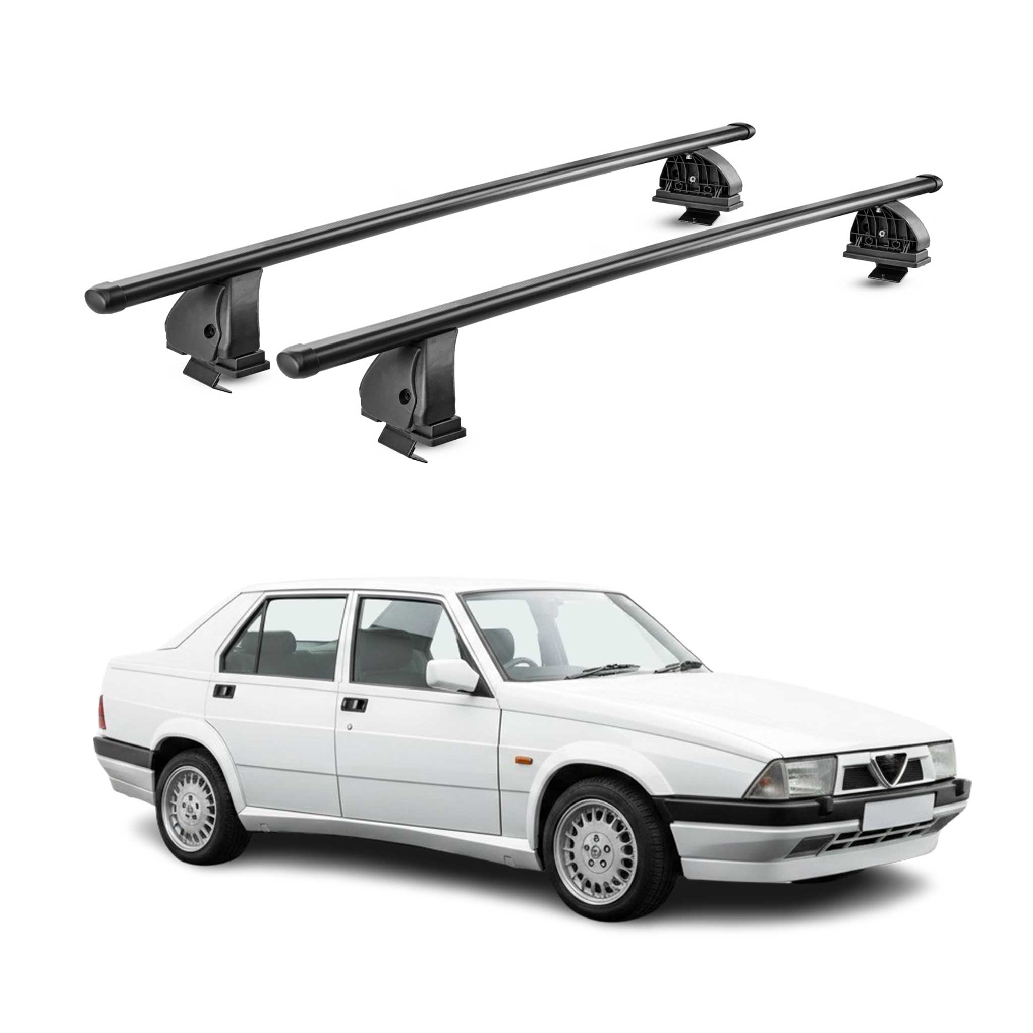 Barres de toit transversales acier pour Alfa Romeo 75 1985-1992 TÜV Noir 2Pcs