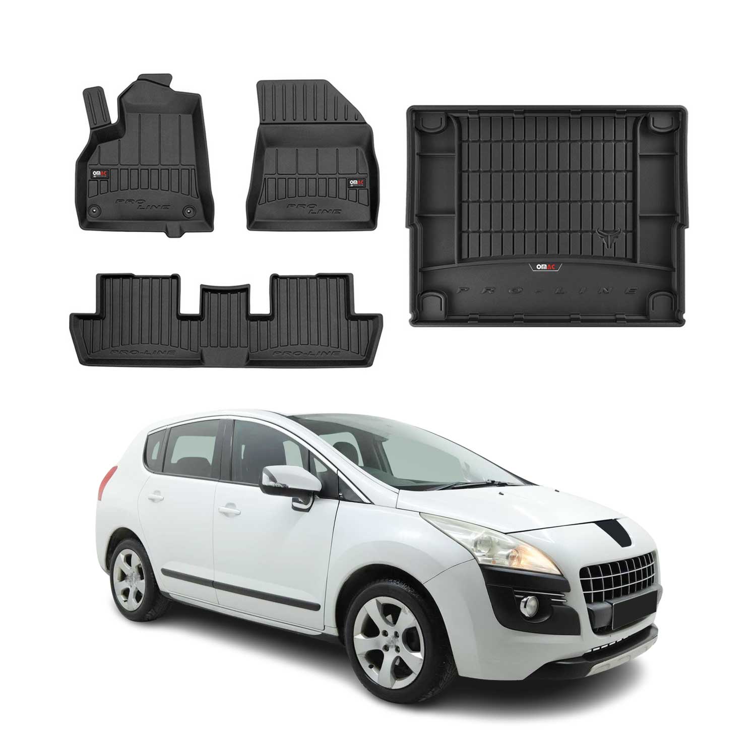Kit Tapis de Sol et Coffre pour Peugeot 3008 2009-2016 TPE Noir