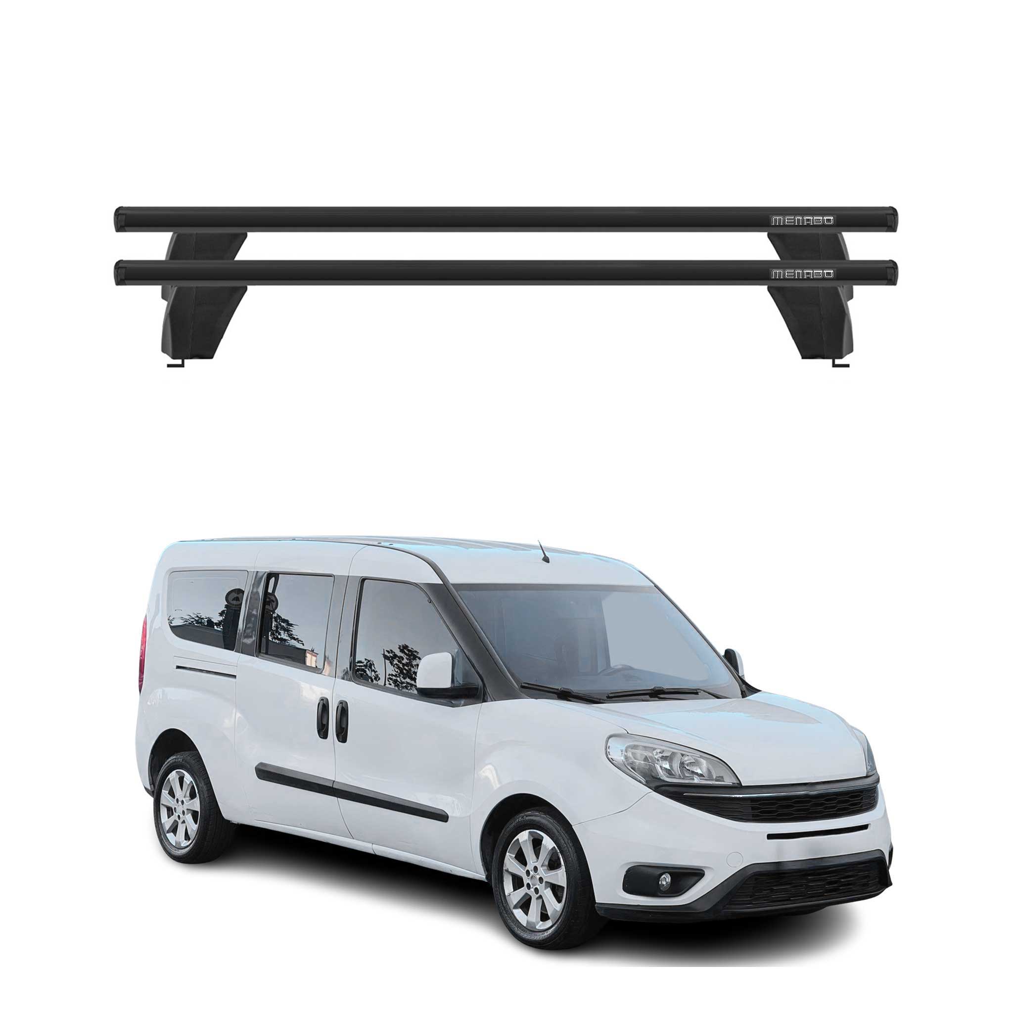 Menabo Barres de toit Transversales pour Fiat Doblo II 2010-2024 Noir ABE 2x