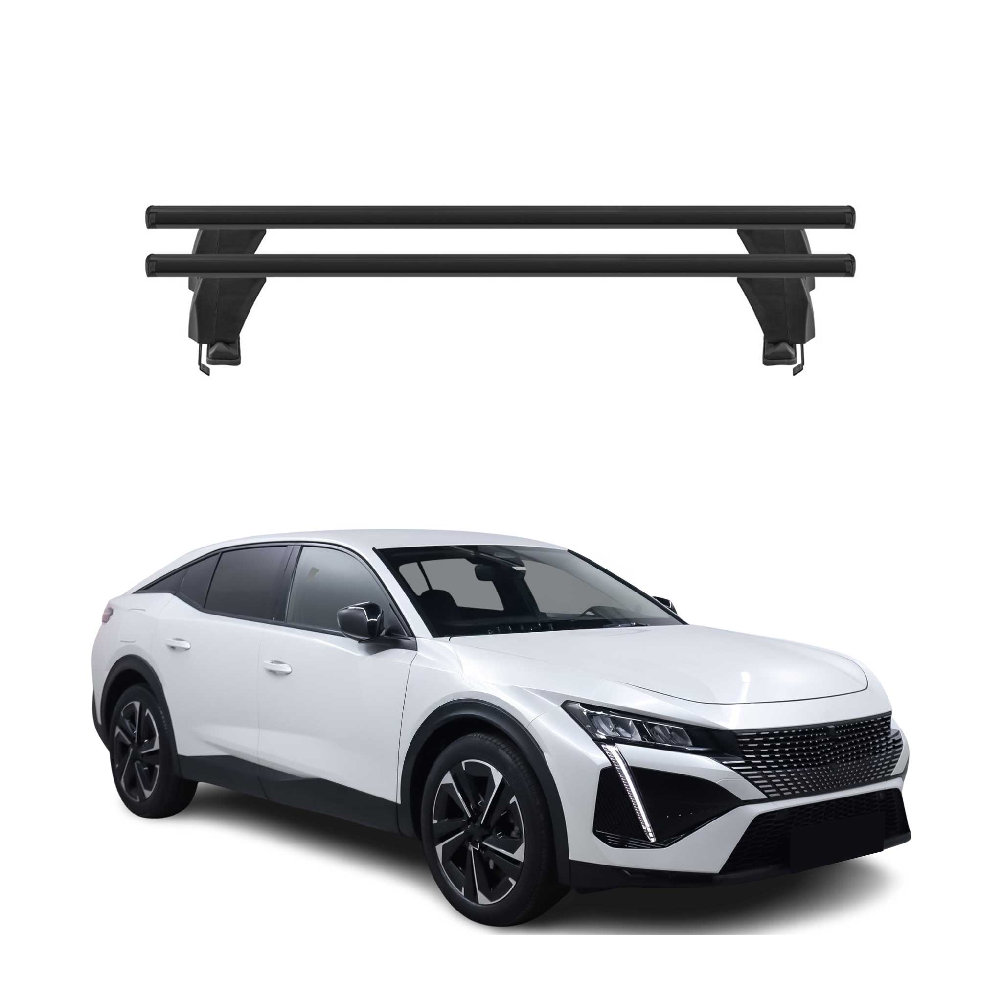 Menabo Barres de toit transversales pour Peugeot 408/408 X 2022-2026 Alu Noir 2x