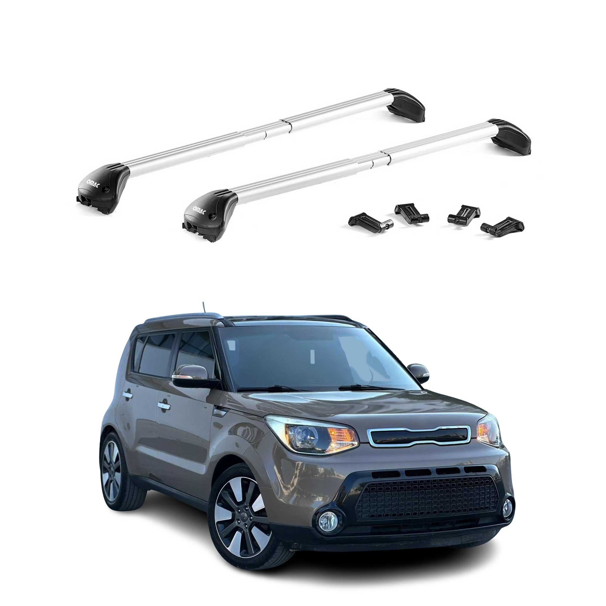 Barres de toit transversales pour Kia Soul II 2014-2019 Aluminium Gris 2x ABE