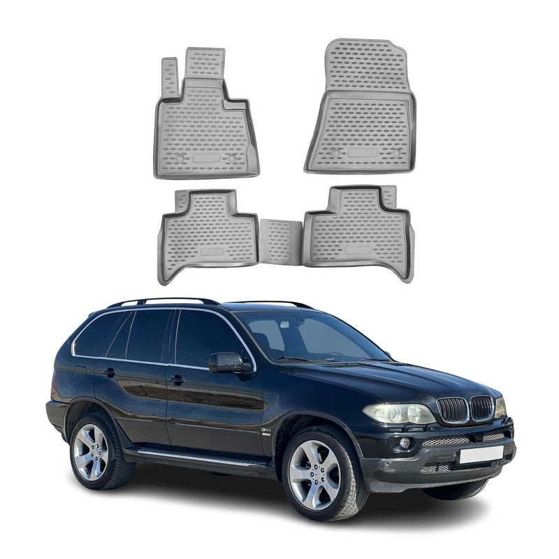 OMAC 3D Tapis de sol pour BMW X5 E53 1999-2006 caoutchouc TPE Gris 4Pcs