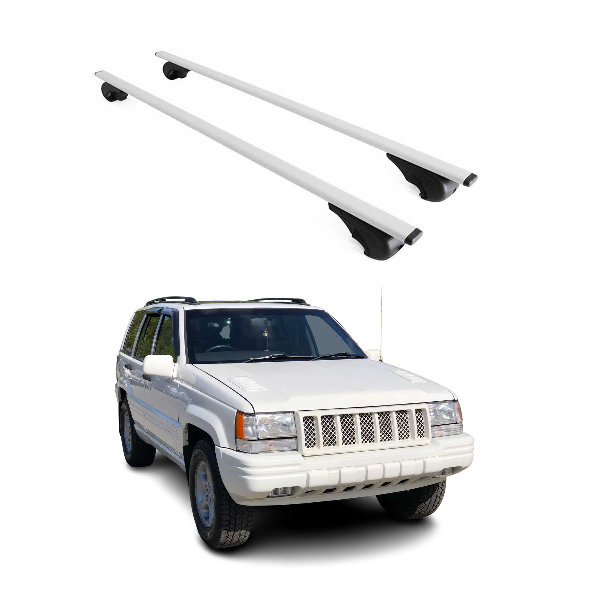 Barres de toit Transversales pour Jeep Grand Cherokee 1991-1999 Fer Argent